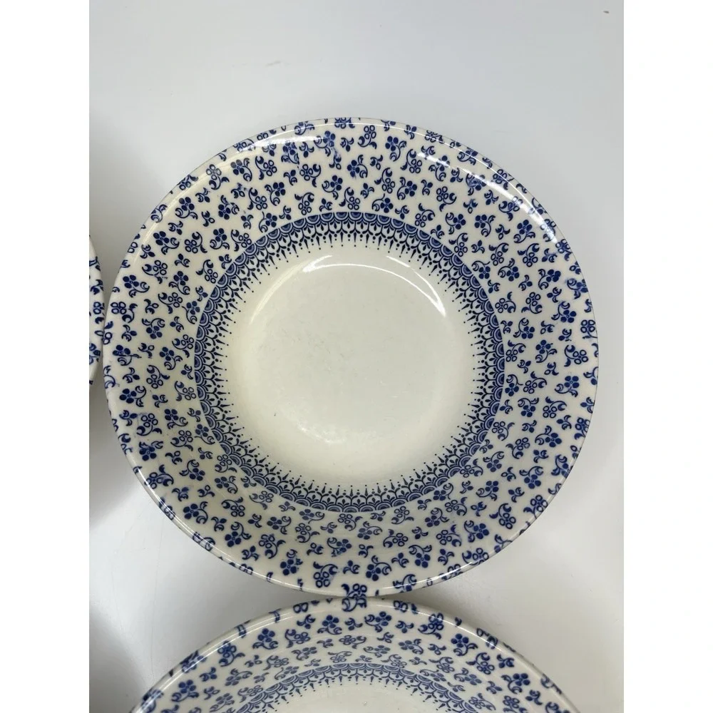 4x English Ironstone Provence Blue Coupe‎ Cereal Bowl Floral Chintz Cottagecore